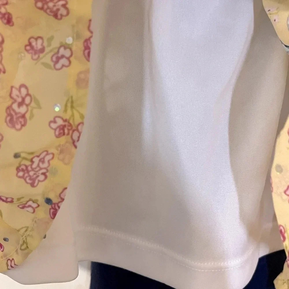 Little Las 2 piece Fancy set blouse and pants Yellow/Blue with Daisy Ruffles - Picture 8 of 15